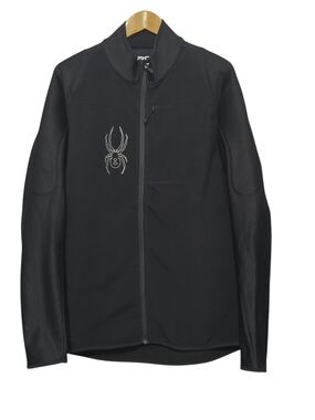 Spyder Men's XL Black Softshell Cycling Jacket Full Zip Fleece Lined Performance